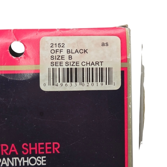 Vintage Fruit Of The Loom Ultra Sheer Off Black Pantyhose Size B M/L 2 Pairs - Picture 4 of 6